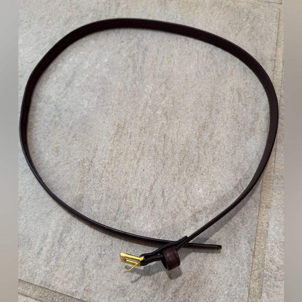 Brown Leather Belt with Gold Buckle size XS